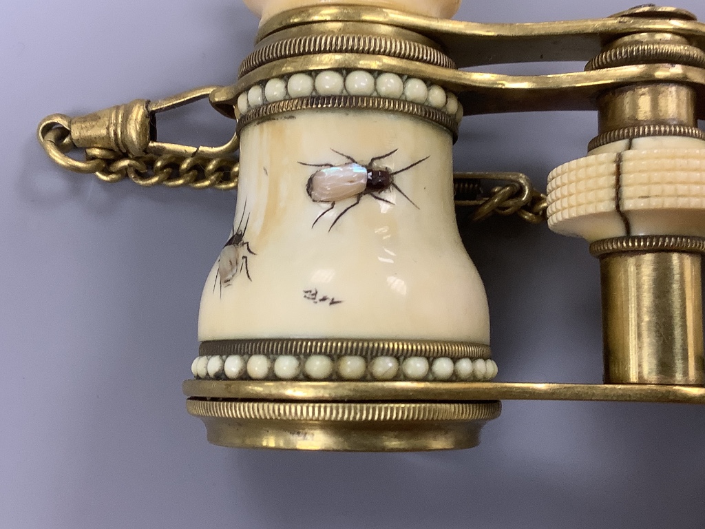 A pair of 19th century Japanese shibayama opera glasses, signed